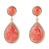 Red Sponge Coral Golden Drop Earrings - Barse Jewelry