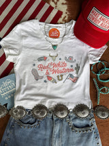 Red, White & Western Babydoll Graphic Tee - Wild Junkie - Flyclothing LLC