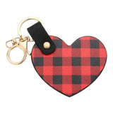 Buffalo Check Patterned Faux Leather Heart Bag Charm - Madeline Love - Flyclothing LLC