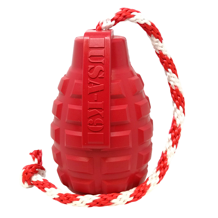 USA-K9 Grenade Rubber Dog Chew Toy | K9 Handler Reward Toy | USA Made - SodaPup/True Dogs, LLC - Flyclothing LLC