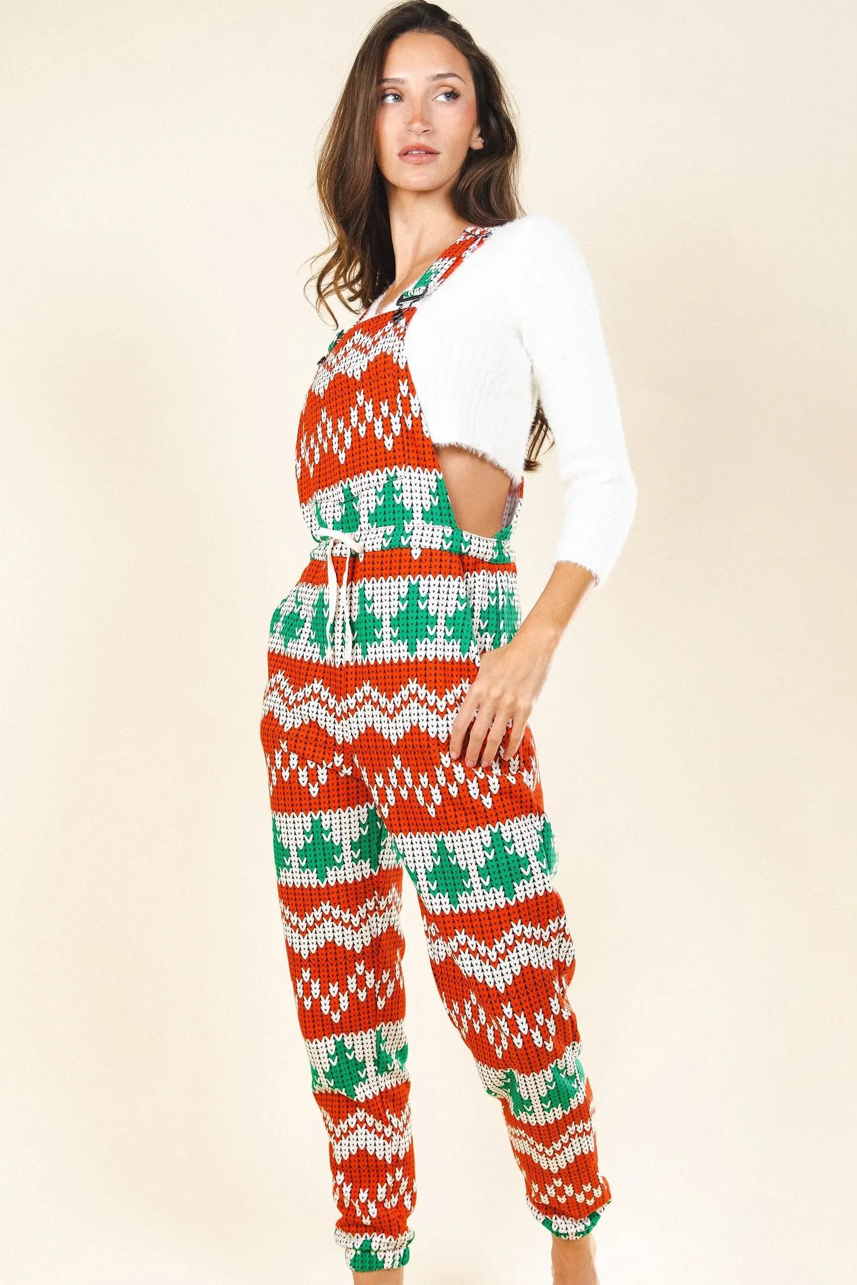 The Red Ryder | Fair Isle Knit Print Women's Pajamaralls® - Shinesty - Flyclothing LLC