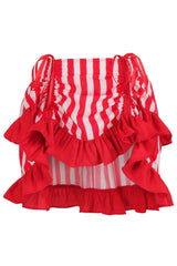 Daisy Corsets Red/White Striped Ruched Bustle Skirt - Daisy Corsets