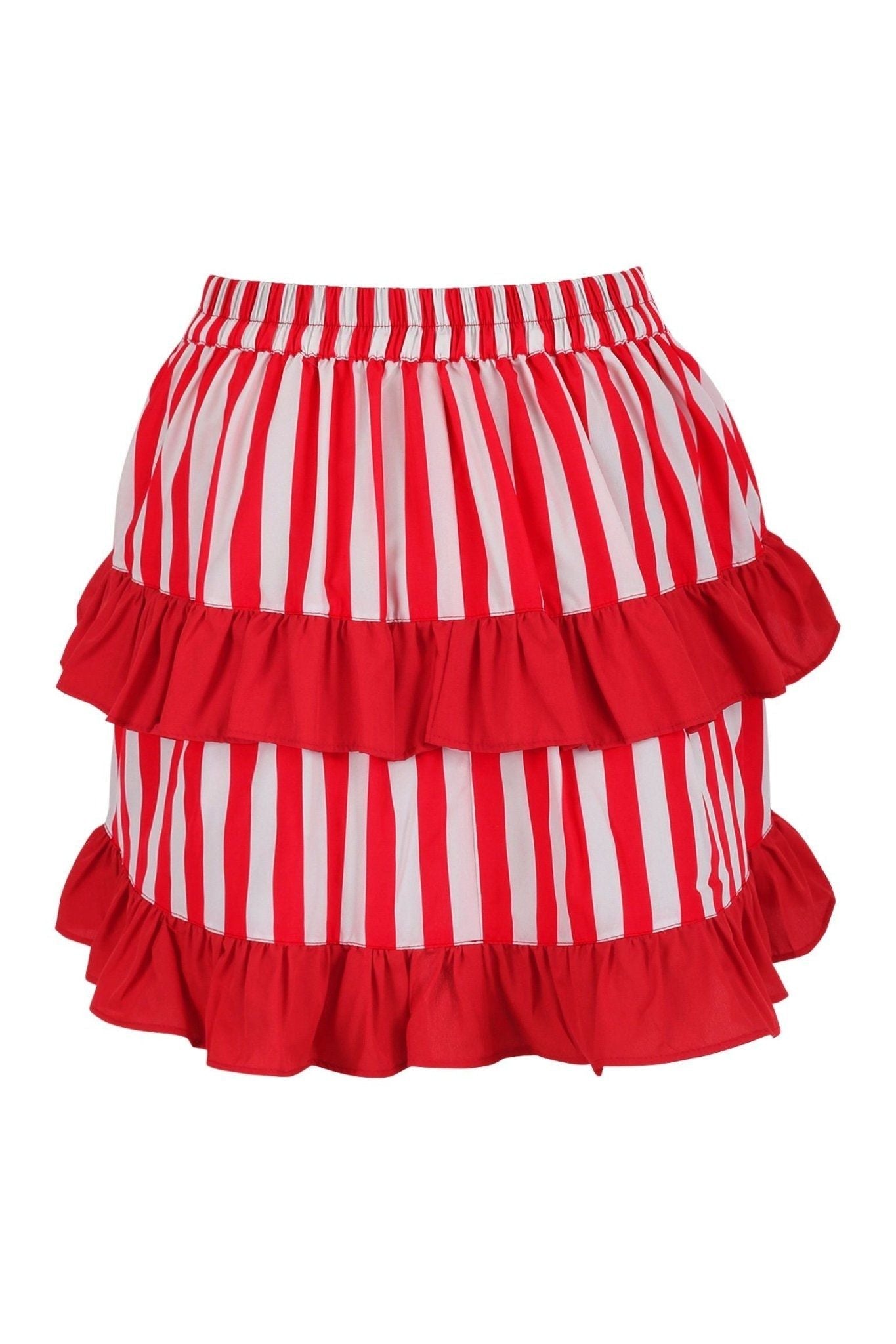 Daisy Corsets Red/White Striped Ruched Bustle Skirt - Daisy Corsets