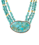 Refined Blue Turquoise Golden Statement Necklace - Barse Jewelry - Flyclothing LLC