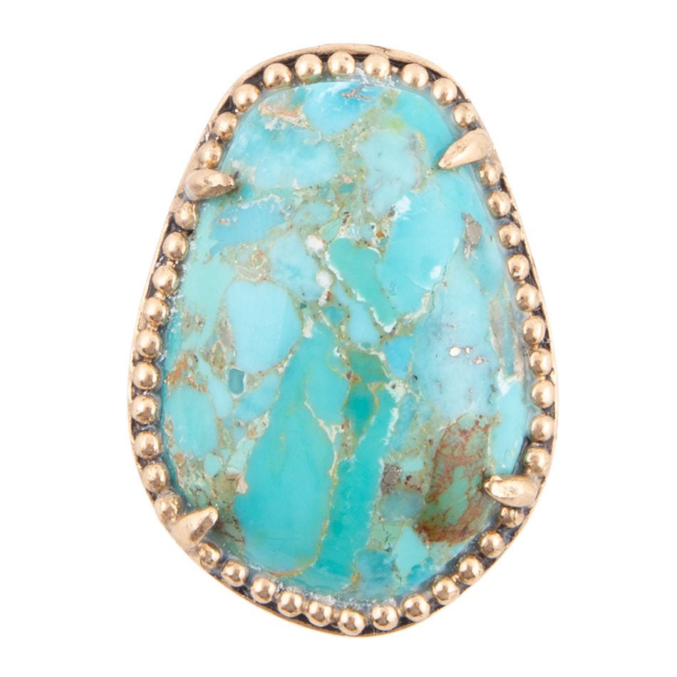 Refined Blue Turquoise Golden Statement Ring - Barse Jewelry - Flyclothing LLC