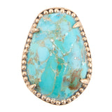 Refined Blue Turquoise Golden Statement Ring