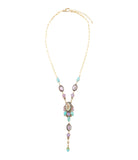 Regalia Blue Abalone Golden Y Necklace - Barse Jewelry