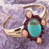 Regalia Blue Turquoise Purple and Orange Coral Golden Cuff Bracelet - Barse Jewelry - Flyclothing LLC
