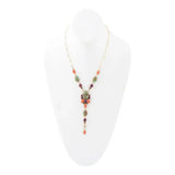 Regalia Blue Turquoise Purple and Orange Coral Golden Y Necklace - Barse Jewelry - Flyclothing LLC