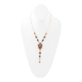 Regalia Blue Turquoise Purple and Orange Coral Golden Y Necklace - Barse Jewelry