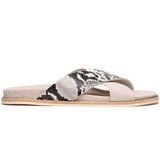 06-105-TPE RENA Italian Goatskin Suede Python Embossed Slide Taupe - Zelli Italia - Flyclothing LLC