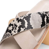 06-105-TPE RENA Italian Goatskin Suede Python Embossed Slide Taupe - Zelli Italia - Flyclothing LLC