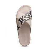 06-105-TPE RENA Italian Goatskin Suede Python Embossed Slide Taupe - Zelli Italia - Flyclothing LLC