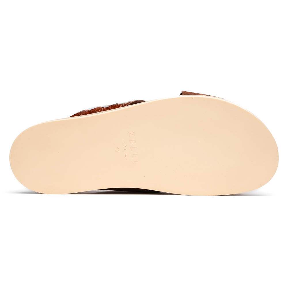 06-101-CGN RENA Italian Goatskin Suede Croc Embossed Slide Cognac - Zelli Italia - Flyclothing LLC