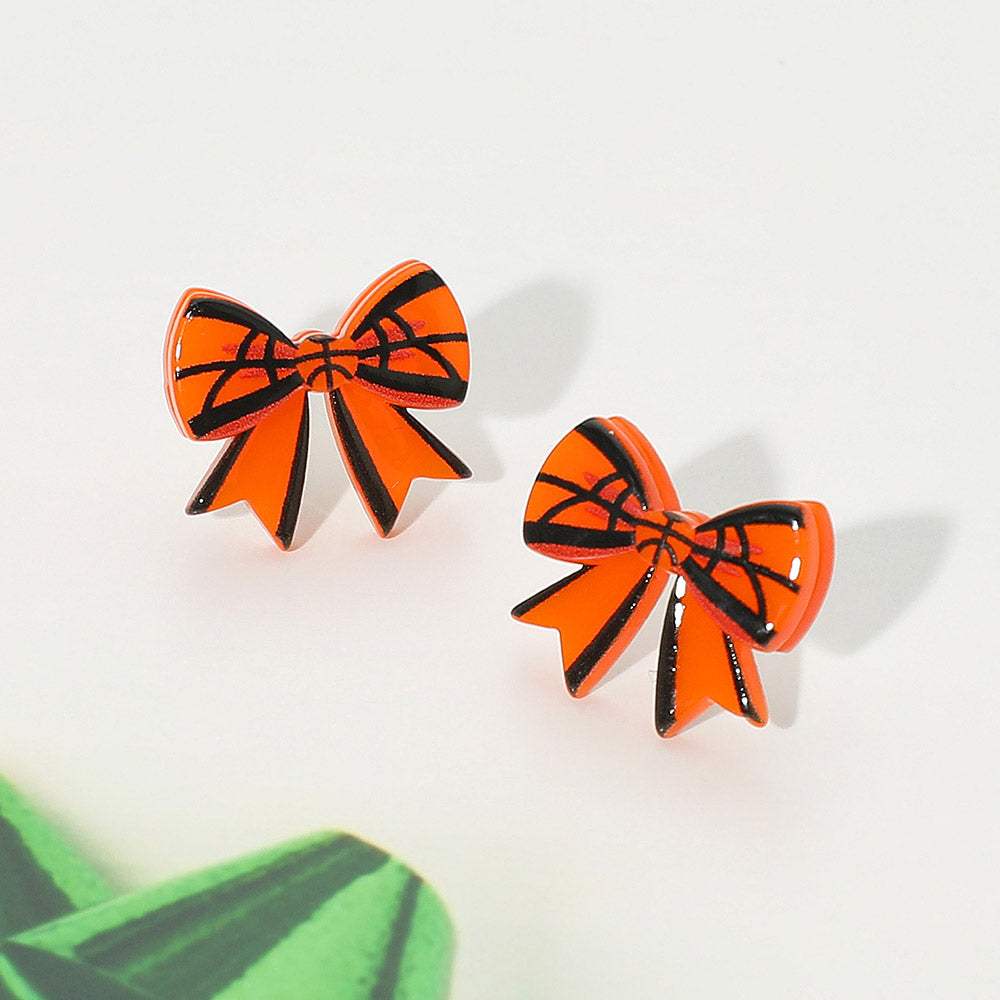 Resin Basketball Bow Stud Earrings - Madeline Love - Flyclothing LLC