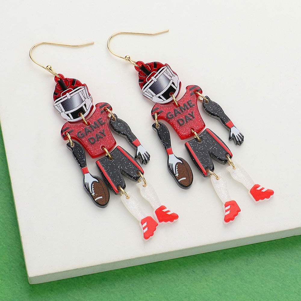 Resin GAME DAY Football Player Dangle Earrings - Madeline Love - Flyclothing LLC