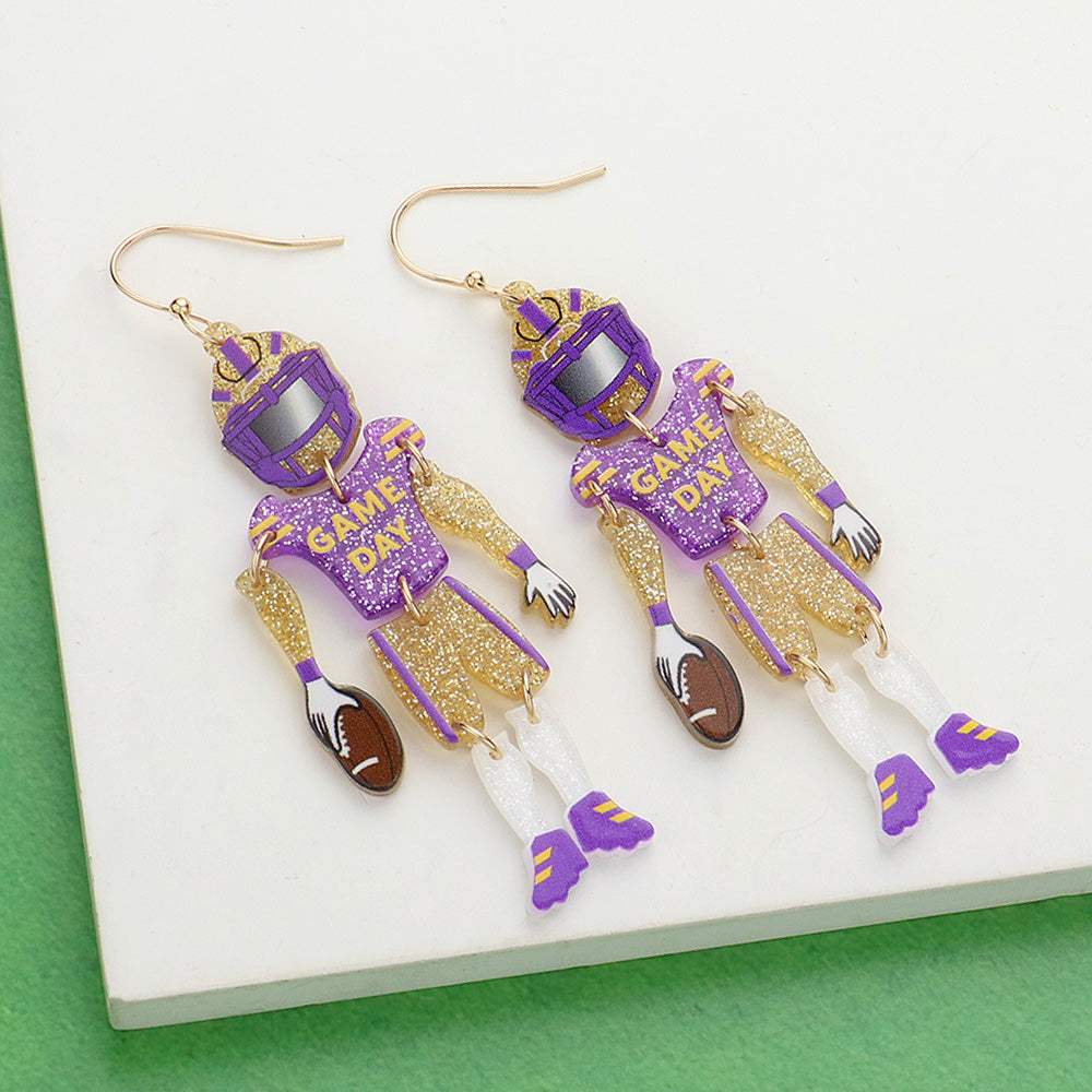 Resin GAME DAY Football Player Dangle Earrings - Madeline Love - Flyclothing LLC