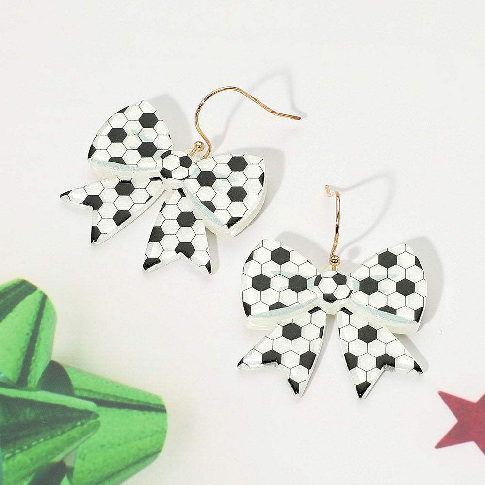 Resin Soccer Bow Dangle Earrings - Madeline Love - Flyclothing LLC