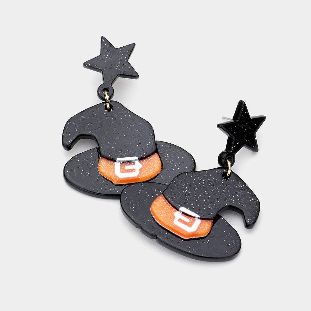 Resin Star Witch Hat Link Dangle Earrings - Madeline Love - Flyclothing LLC