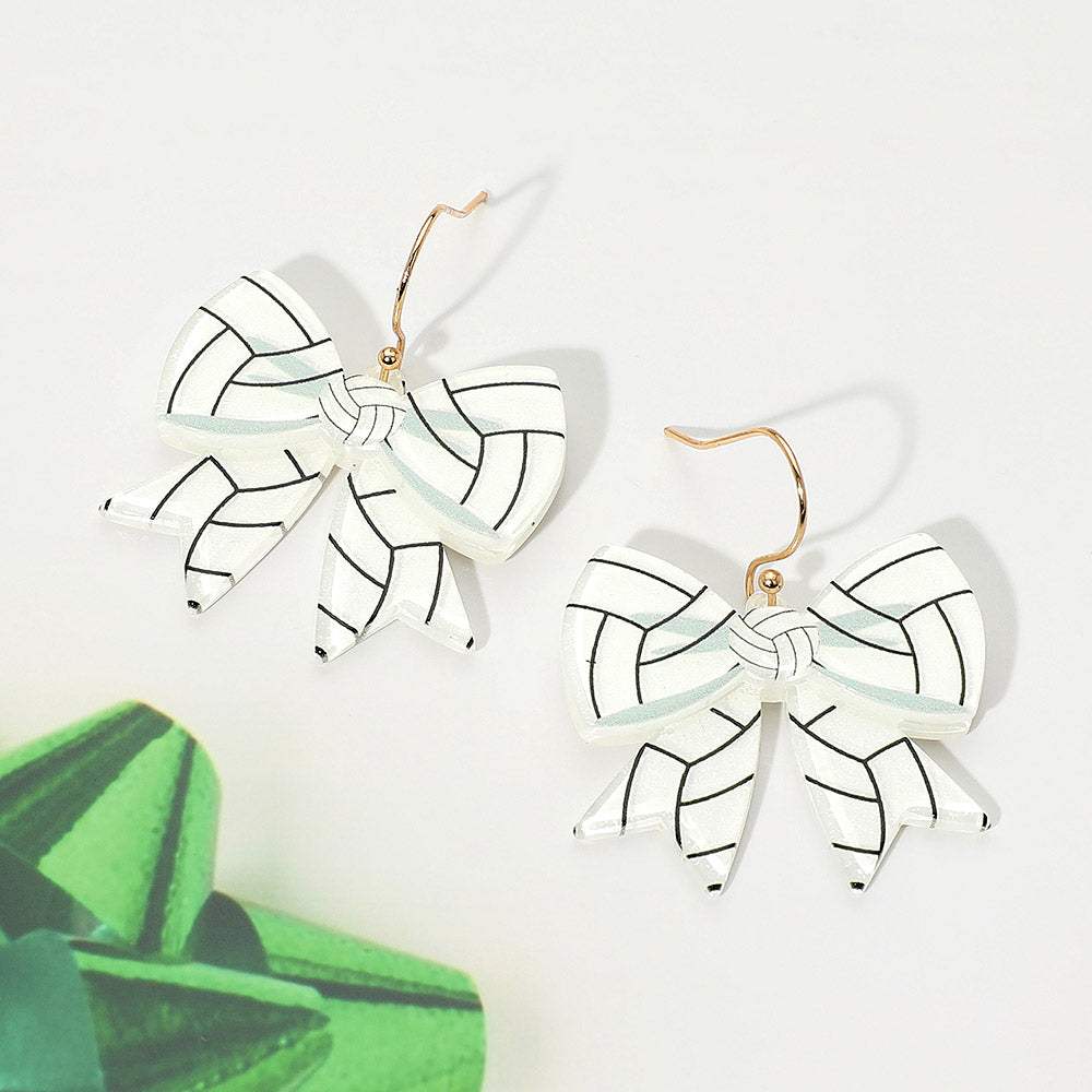 Resin Volleyball Bow Dangle Earrings - Madeline Love - Flyclothing LLC