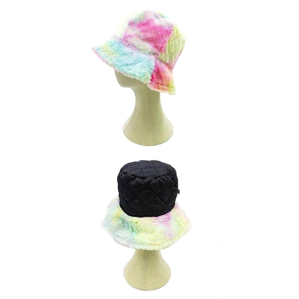Reversible Colorful Soft Faux Fur Bucket Hat - Madeline Love - Flyclothing LLC