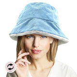 Reversible Corduroy Soft Faux Fur Bucket Hat - Madeline Love - Flyclothing LLC