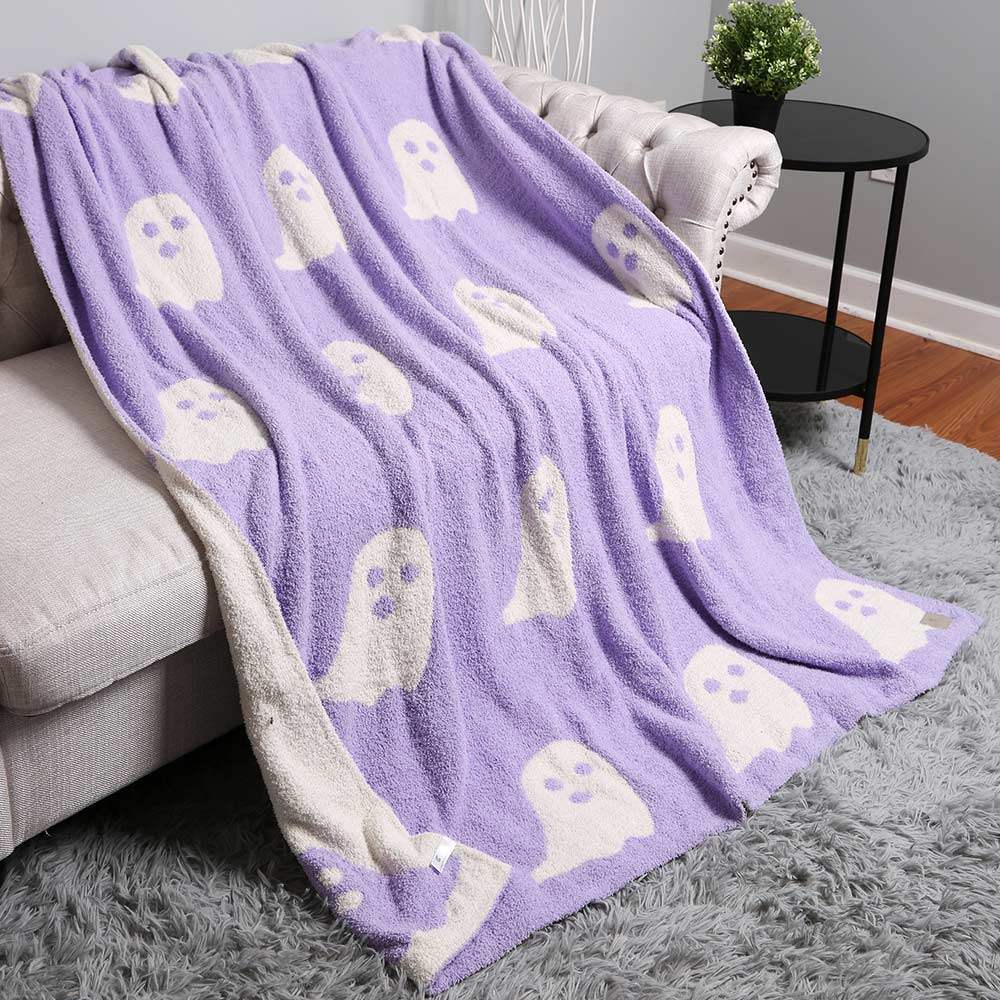 Reversible Ghost Patterned Throw Blanket - Madeline Love - Flyclothing LLC