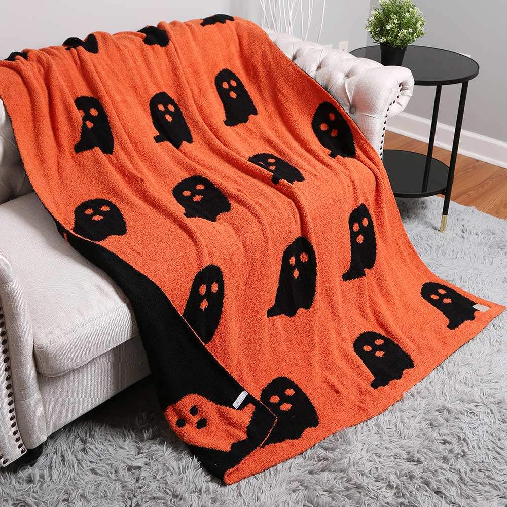 Reversible Ghost Patterned Throw Blanket - Madeline Love - Flyclothing LLC