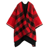 Reversible Plaid Check Pattern Buffalo Check Poncho Ruana - Madeline Love - Flyclothing LLC
