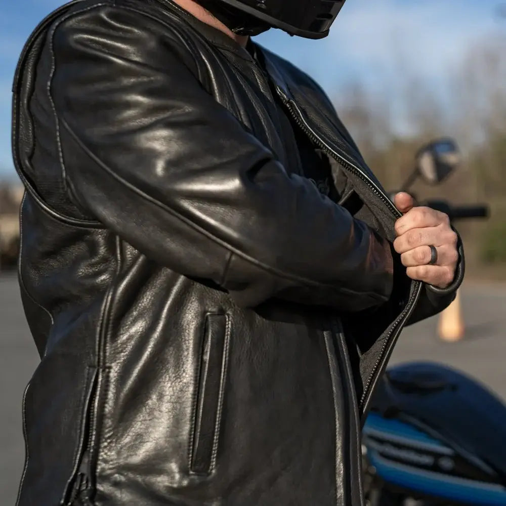 Revolt Men's Motorcycle Leather Jacket - First Manufacturing Company - Flyclothing LLC