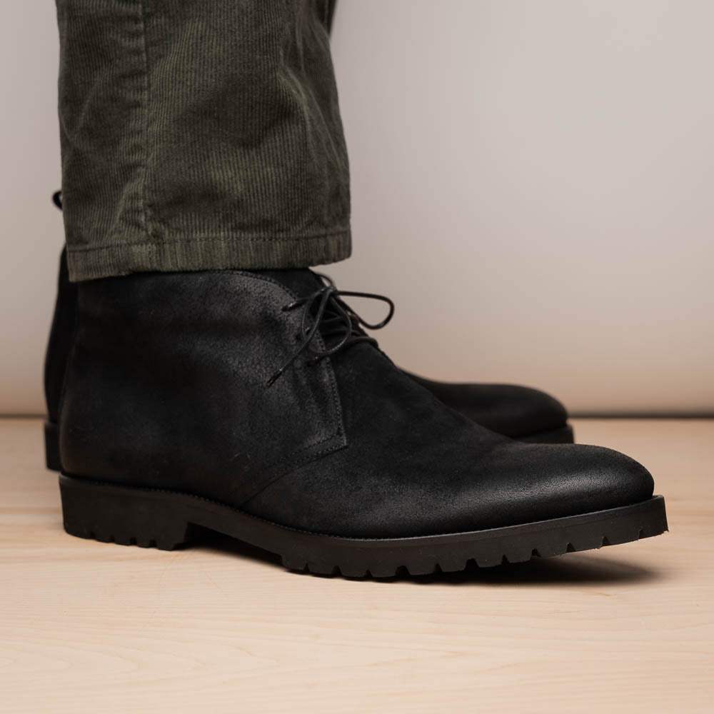 46-602-BLK REZZA Suede Calfskin Chukka Boot Black - Zelli Italia - Flyclothing LLC
