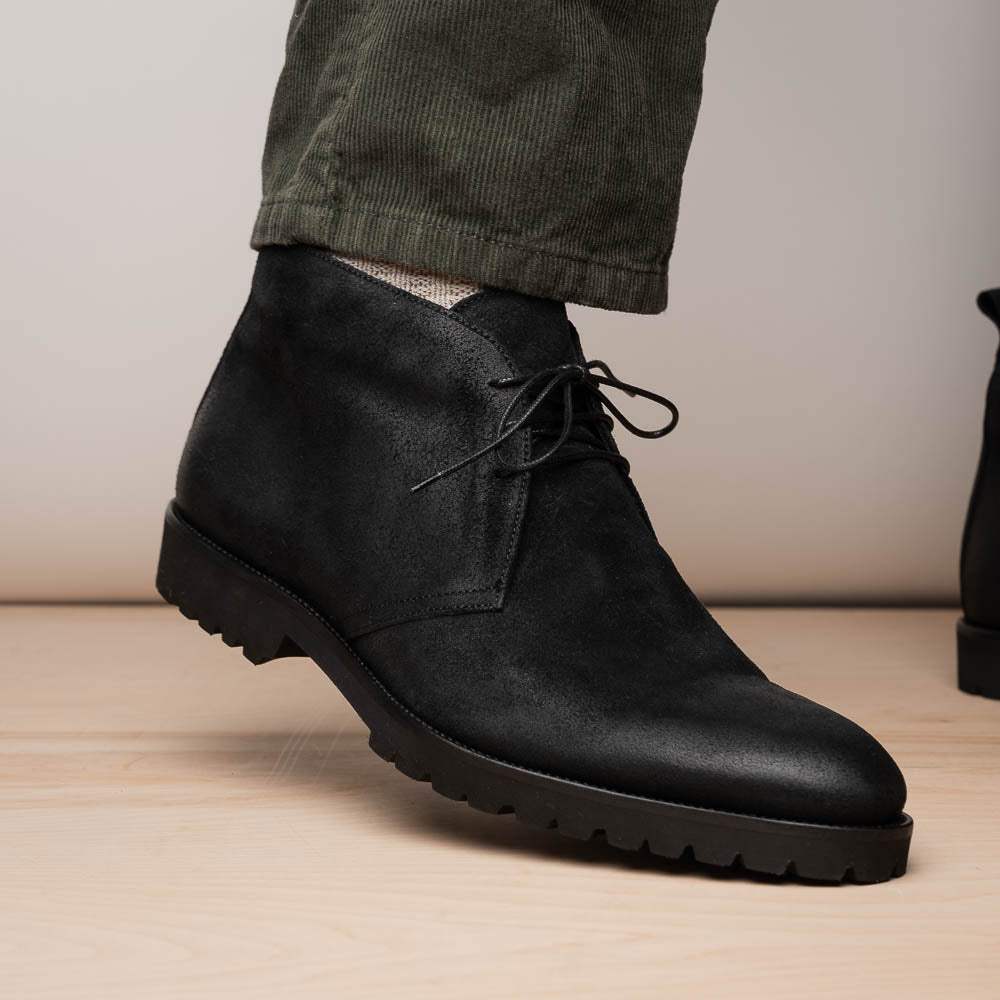 46-602-BLK REZZA Suede Calfskin Chukka Boot Black - Zelli Italia - Flyclothing LLC