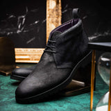 46-602-BLK REZZA Suede Calfskin Chukka Boot Black - Zelli Italia - Flyclothing LLC