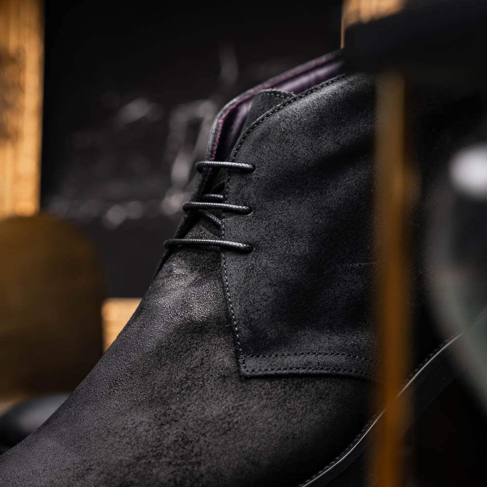46-602-BLK REZZA Suede Calfskin Chukka Boot Black - Zelli Italia - Flyclothing LLC