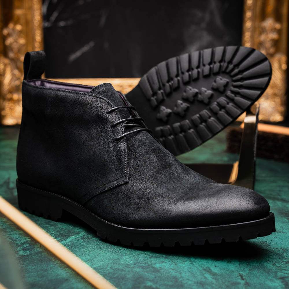 46-602-BLK REZZA Suede Calfskin Chukka Boot Black - Zelli Italia - Flyclothing LLC