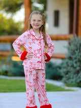 Bow Girls Pajama Set with Furry Trim - Rylee Faith Designs - Flyclothing LLC
