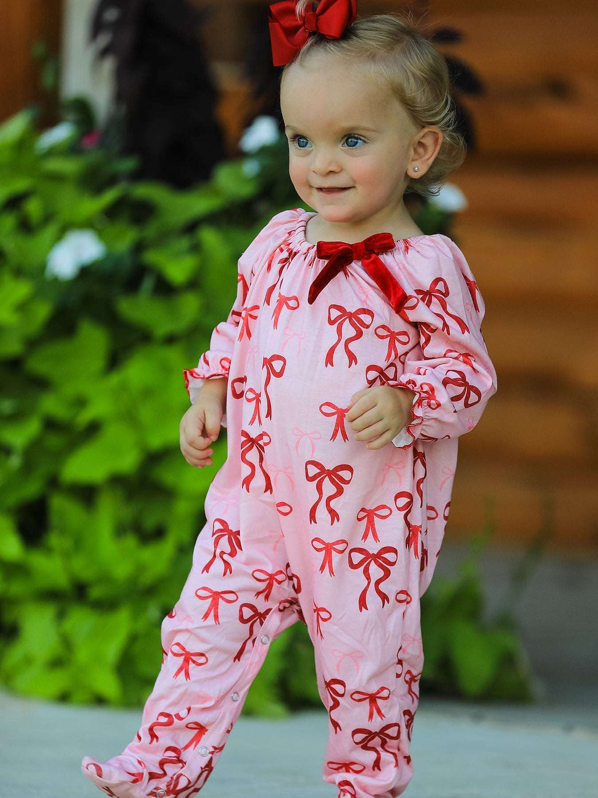 Bow Print Baby Girls Romper - Rylee Faith Designs - Flyclothing LLC