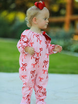Bow Print Baby Girls Romper - Rylee Faith Designs - Flyclothing LLC