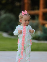 Christmas Tree Wreath Print Long Sleeve Zip Baby Girls Romper - Rylee Faith Designs - Flyclothing LLC