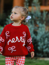 Mom and Me Winter Christmas Red "merry" Pullover Sweater - Rylee Faith Designs - Flyclothing LLC