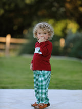 Christmas Tree Dog Smocking Embroidered Plaid Boys Set - Rylee Faith Designs - Flyclothing LLC