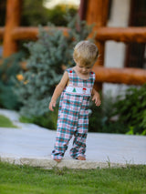 Christmas Jonjon Plaid Smocking Embroidered Boys Romper - Rylee Faith Designs - Flyclothing LLC