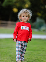 Christmas Plaid Smocking Embroidered Boys Set - Rylee Faith Designs - Flyclothing LLC