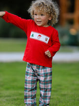 Christmas Plaid Smocking Embroidered Boys Set - Rylee Faith Designs - Flyclothing LLC