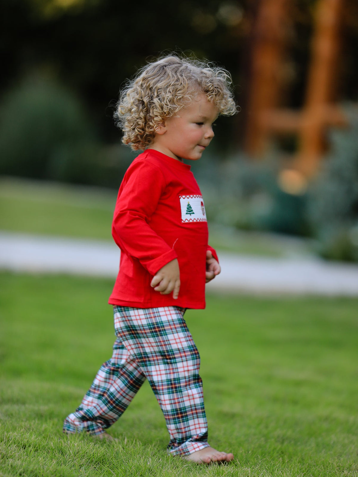 Christmas Plaid Smocking Embroidered Boys Set - Rylee Faith Designs - Flyclothing LLC