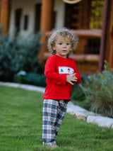 Christmas Plaid Smocking Embroidered Boys Set - Rylee Faith Designs - Flyclothing LLC