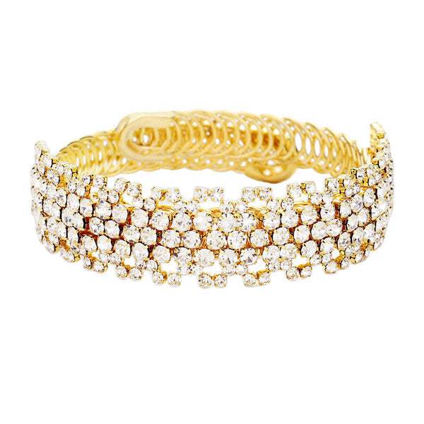 Rhinestone Crystal Pave Evening Bracelet - Madeline Love - Flyclothing LLC