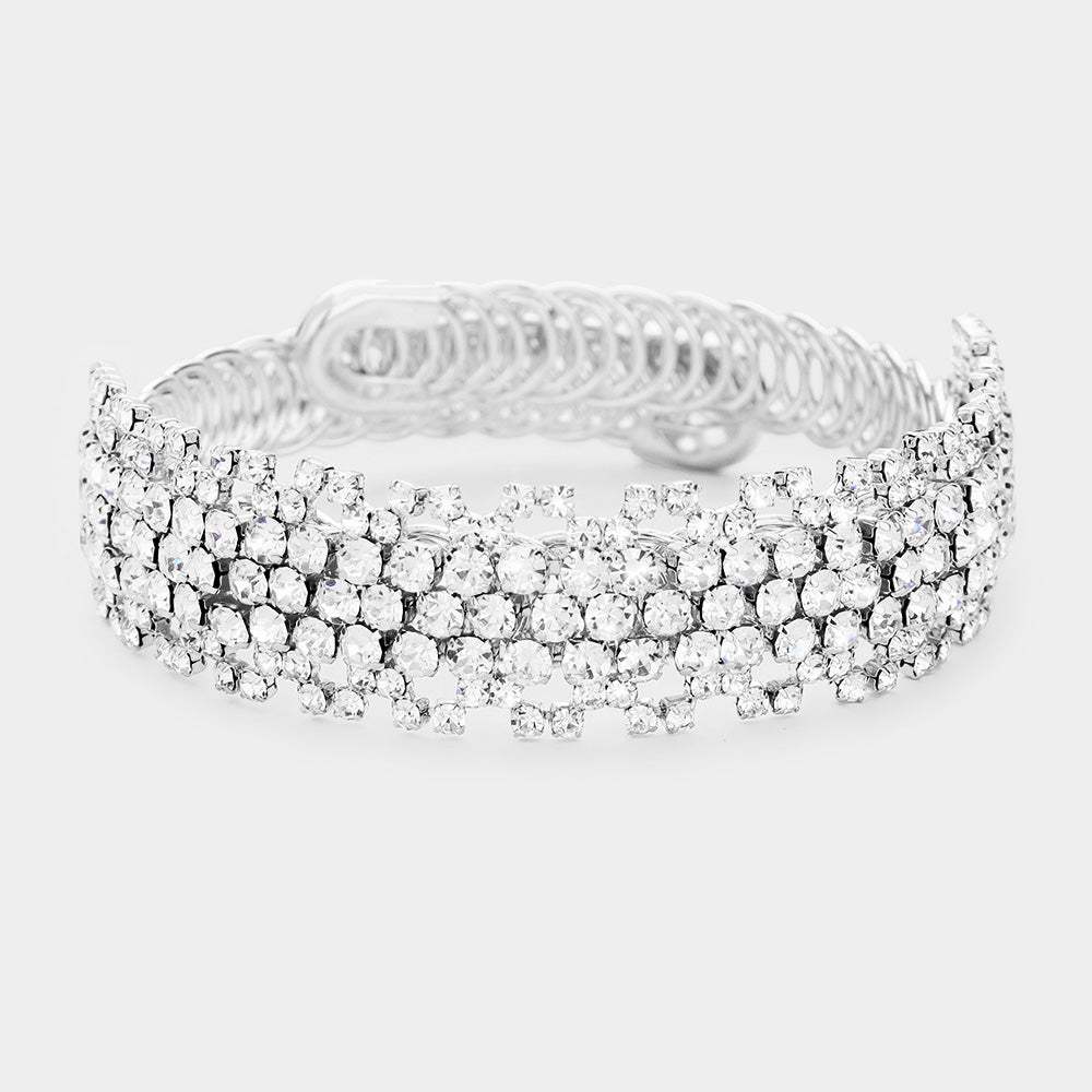 Rhinestone Crystal Pave Evening Bracelet - Madeline Love - Flyclothing LLC