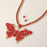 Rhinestone Embellished Butterfly Pendant Accented Tennis Chain Evening Necklace - Madeline Love - Flyclothing LLC