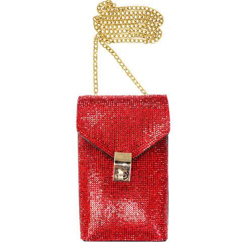 Rhinestone Embellished Chain Crossbody Bag - Madeline Love - Flyclothing LLC